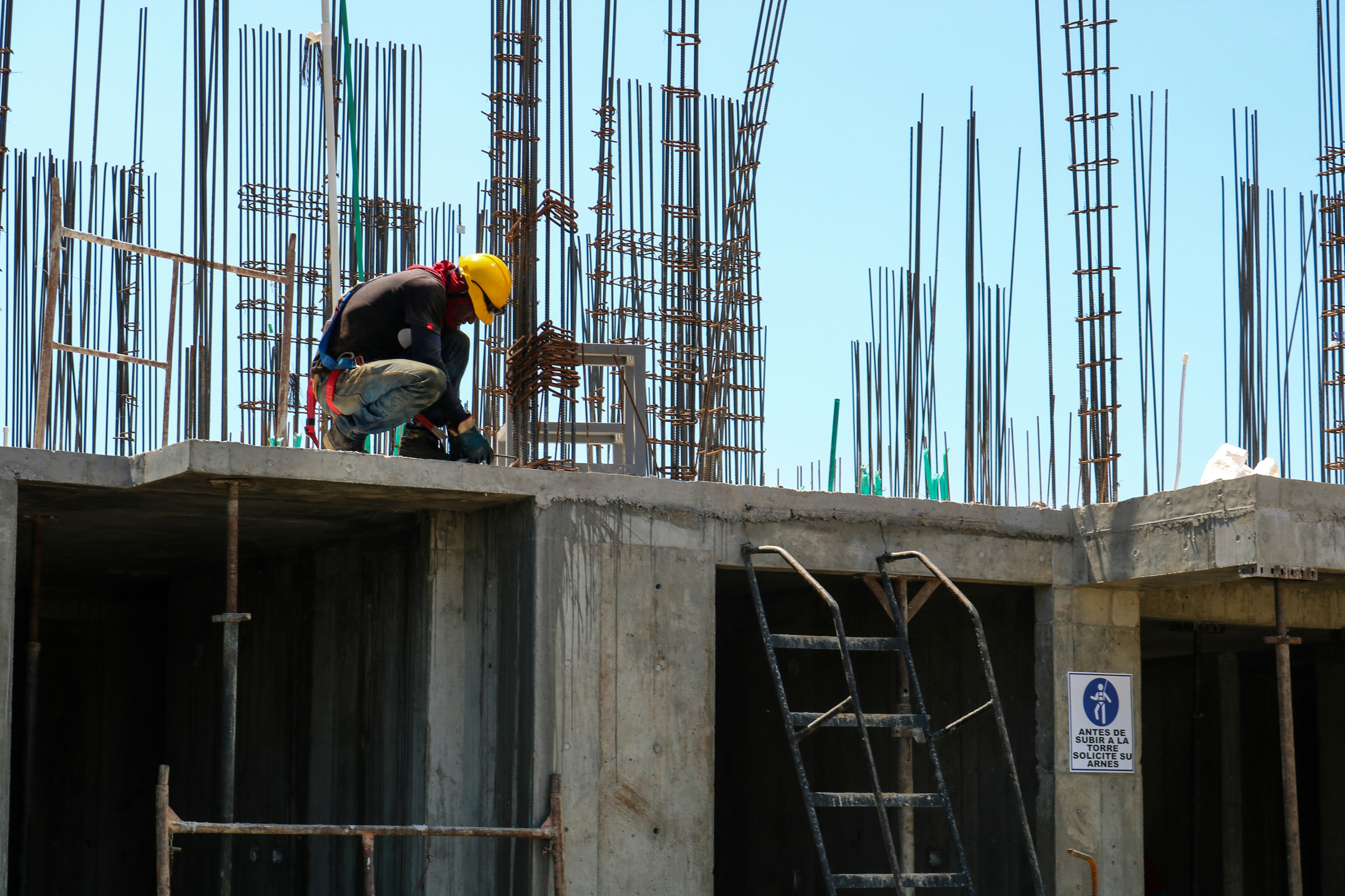 A constructor on a building